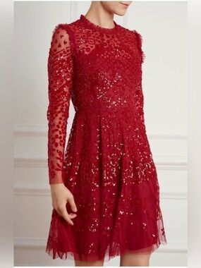 Needle and Thread Aurora Mini Dress - Cherry Red